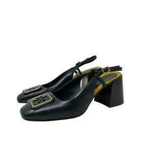 TORY BURCH | Georgia Square Toe Slingback Pumps Leather Green
